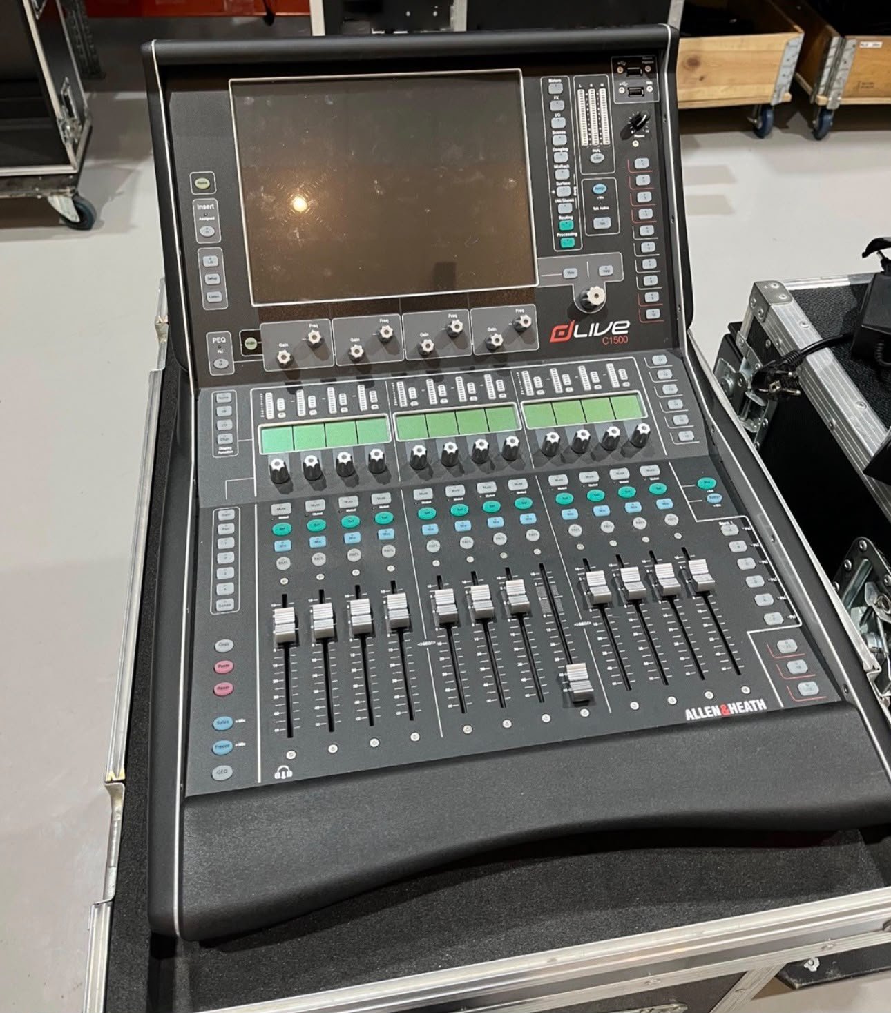Allen & Heath dLive C1500 mixing surface with DM0 MixRack and DX168 stageboxes